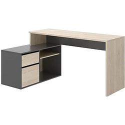 Foto van Omkeerbaar hoekbureau 1 lade + 1 deur - eiken en grijs decor - l 139 x d 92 x h 75 cm - rox