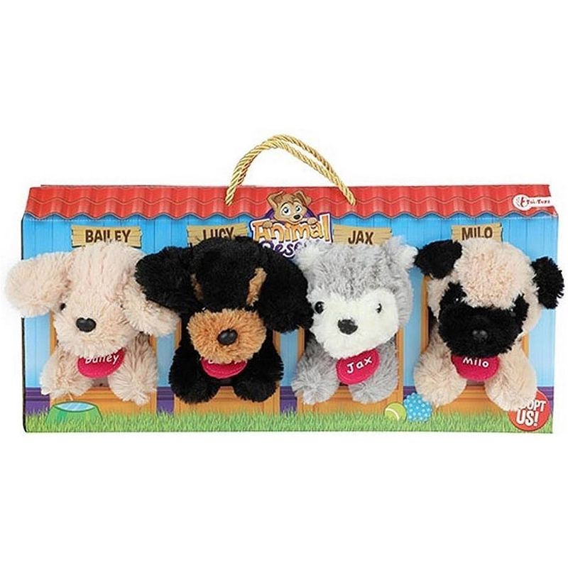 Foto van Toi-toys knuffelhondenset junior 12 cm pluche 4-delig