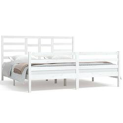 Foto van The living store bedframe grenenhout - wit - 205.5 x 186 x 104 cm - geschikt voor 180 x 200 cm matras - montage vereist