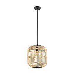 Foto van Eglo bordesley hanglamp - e27 - ø 35 cm - zwart/hout