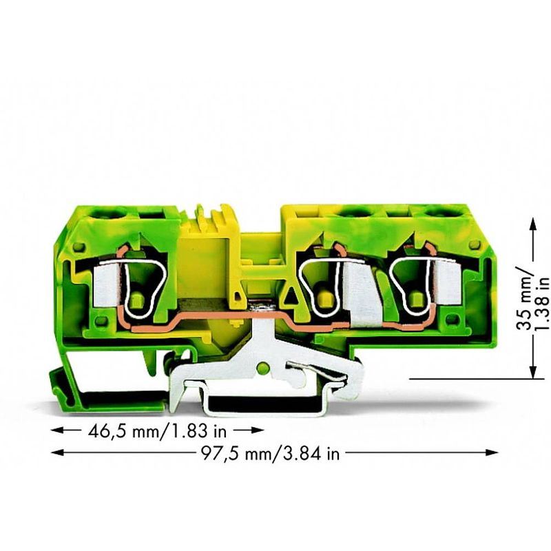 Foto van Wago 284-687/999-950 aardingsklem 10 mm spanveer toewijzing: terre groen, geel 25 stuk(s)