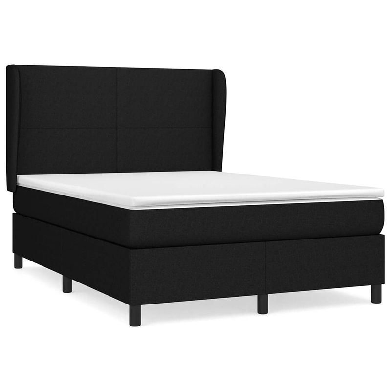 Foto van The living store boxspringbed zwart stof 193x147x118/128cm - pocketvering matras 140x190x20cm - huidvriendelijk