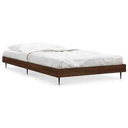 Foto van The living store bedframe bruineiken - bedframes - 203 x 93 x 20 cm - duurzaam hout+metaal - multiplex lattenbodem