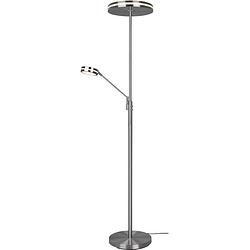 Foto van Led vloerlamp - trion franco - 41.5w - aanpasbare kleur - dimbaar - rond - mat nikkel - aluminium