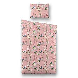 Foto van Dekbedovertrek luna bird blossom dekbedovertrek - eenpersoons (140x220 cm) - roze katoen - dessin: dieren - luna bedding - dekbed-discounter.nl