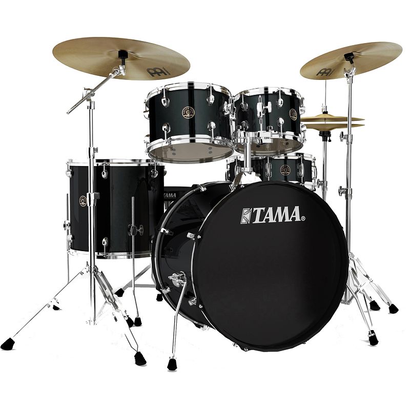 Foto van Tama rm52kh6-bk rhythm mate black 5d. drumstel incl. meinl bekkenset