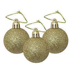Foto van 12x stuks kerstballen goud glitters kunststof 4 cm - kerstbal