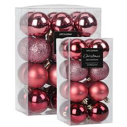 Foto van Kleine kerstballen - 40x st - 3 en 5 cm - roze - kunststof - kerstbal