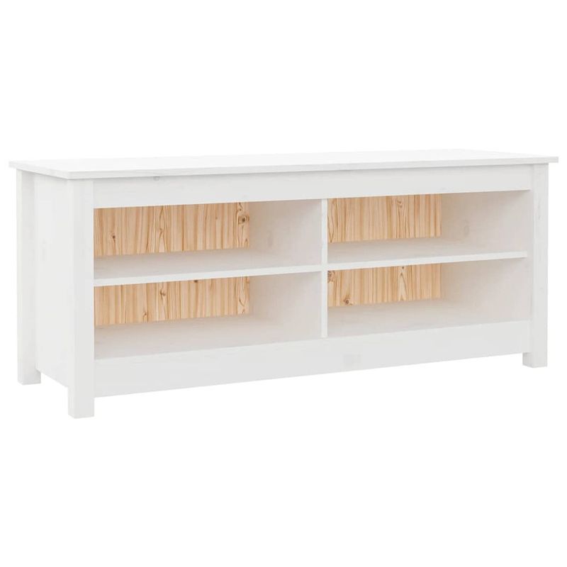 Foto van The living store schoenenbank massief grenenhout - 110 x 38 x 45.5 cm - wit