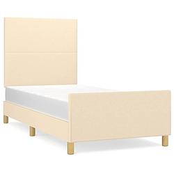 Foto van Vidaxl bedframe met hoofdeinde stof crèmekleurig 90x190 cm