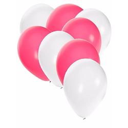 Foto van 50x witte en roze ballonnen - ballonnen