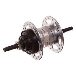 Foto van Versnellingsnaaf shimano nexus 3 sg-3r40 v-brake rollerbrake - 36 gaats - zilver