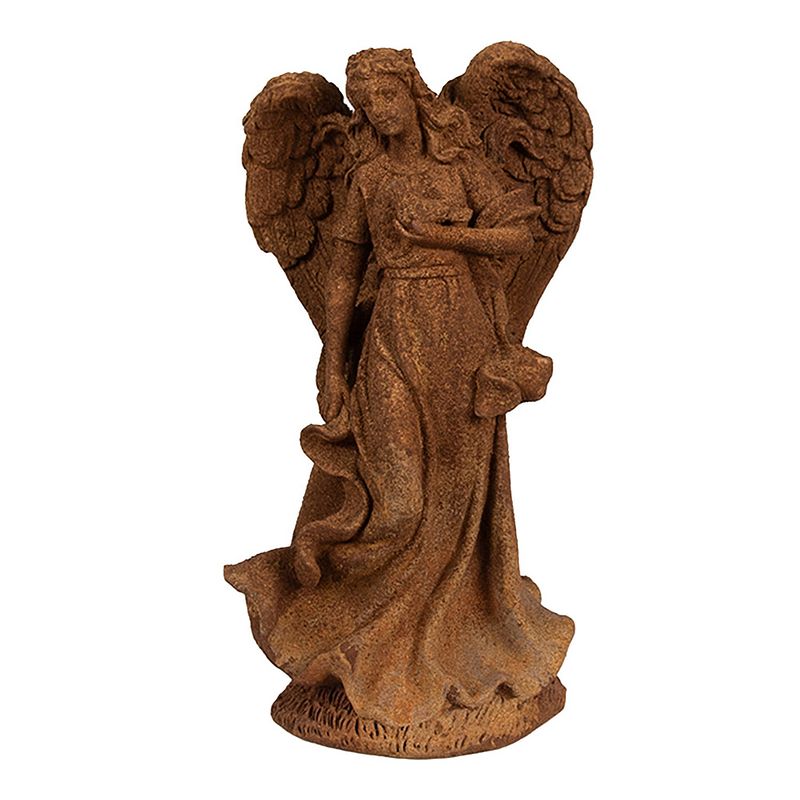 Foto van Clayre & eef decoratie beeld engel 23 cm bruin polyresin religious sculpture bruin religious sculpture