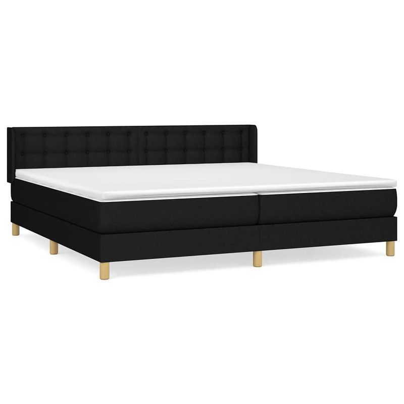 Foto van The living store boxspringbed - zwart - 203 x 183 x 78/88 cm - pocketvering matras - middelharde ondersteuning