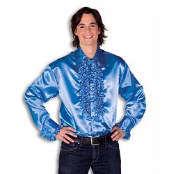 Foto van Luxe heren rouche overhemd blauw 54 (xl) - carnavalsblouses