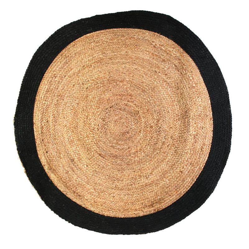 Foto van 4goodz vloerkleed jute 2-tone rond ø 120 cm - bruin/zwart