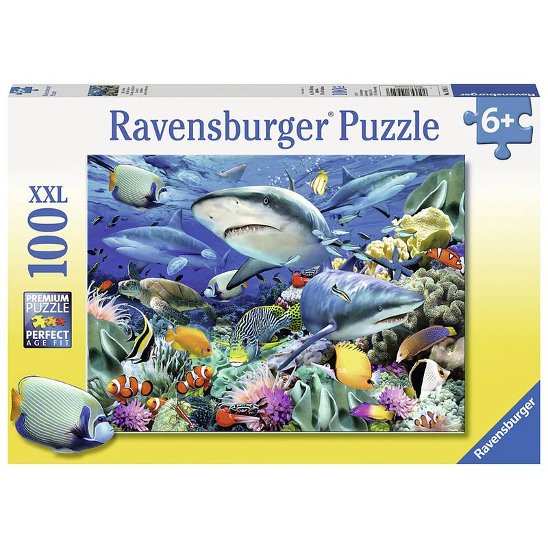 Foto van Ravensburger puzzel xxl haaienrif - 100 stukjes