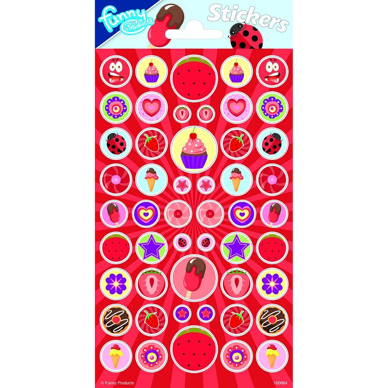 Foto van Funny products stickers strawberries 20 x 10 cm rood 50 stuks