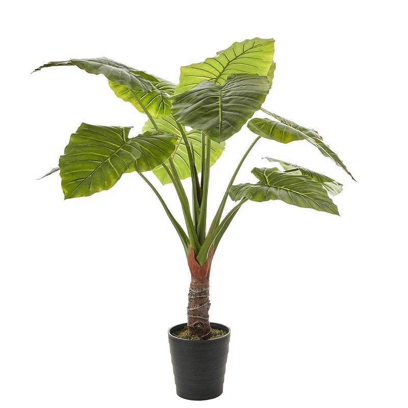 Foto van Groene kunstplant colocasia taro succulent plant in pot 100 cm - kunstplanten