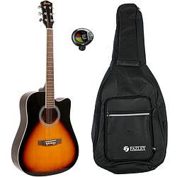 Foto van Fazley w40-sb akoestische western gitaar sunburst + gigbag + stemapparaat