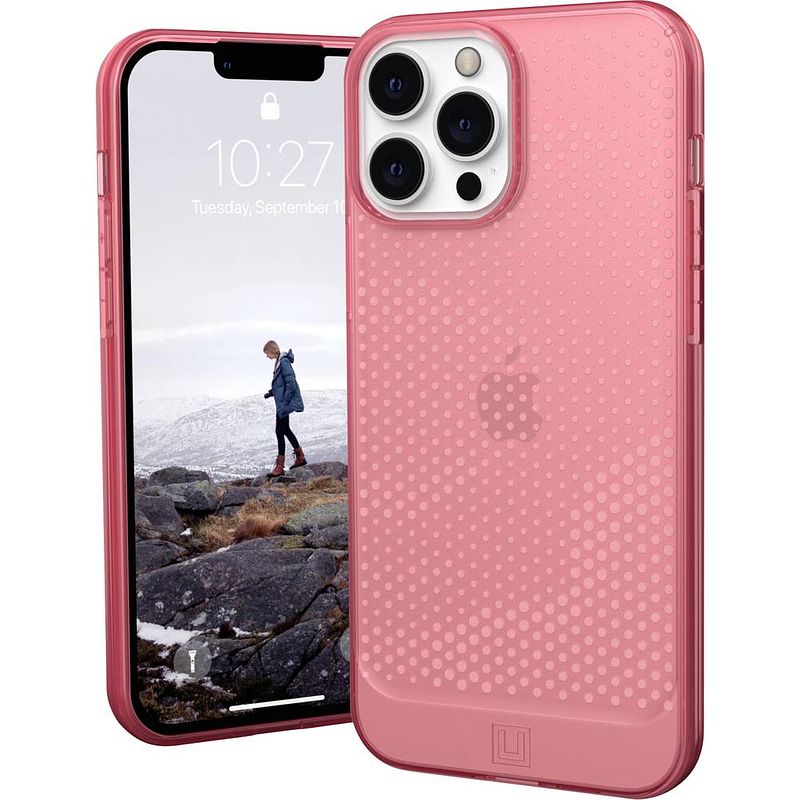 Foto van Urban armor gear lucent case backcover apple iphone 13 pro max roze, transparant