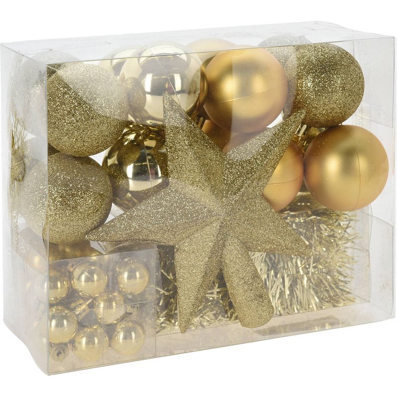 Foto van Christmas decorations kerstballen set 54-dlg - goud - voor kleine boom - kerstbal