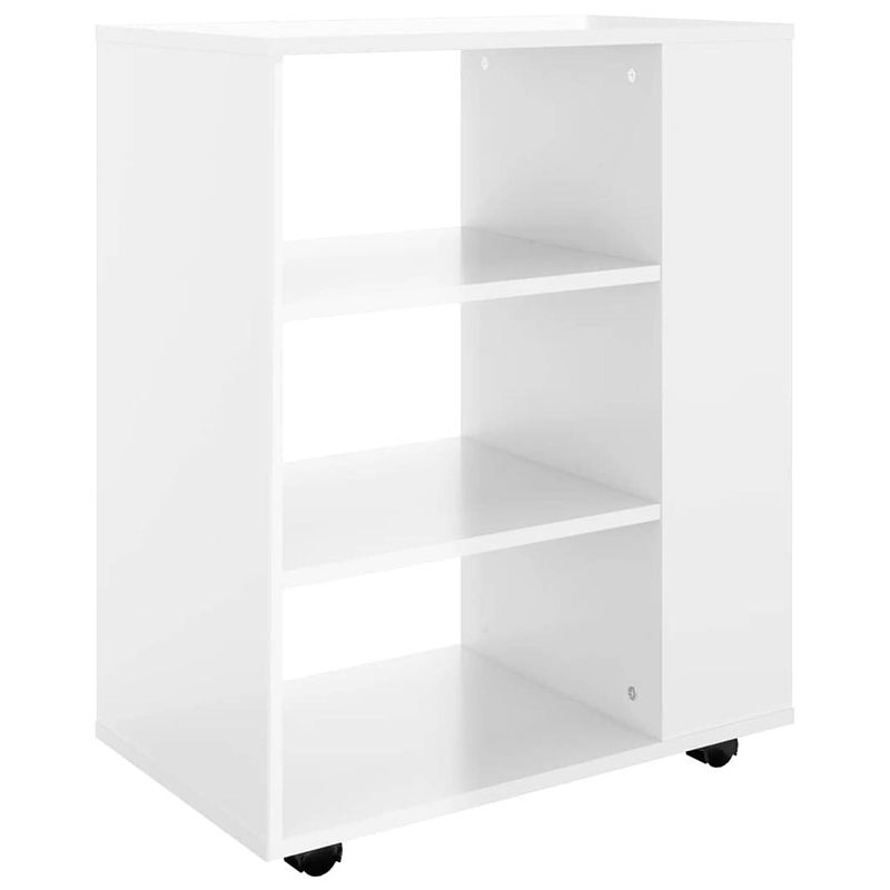 Foto van The living store verrijdbare kast - hoogglans wit spaanplaat - 60 x 35 x 75 cm - mobiel en multifunctioneel