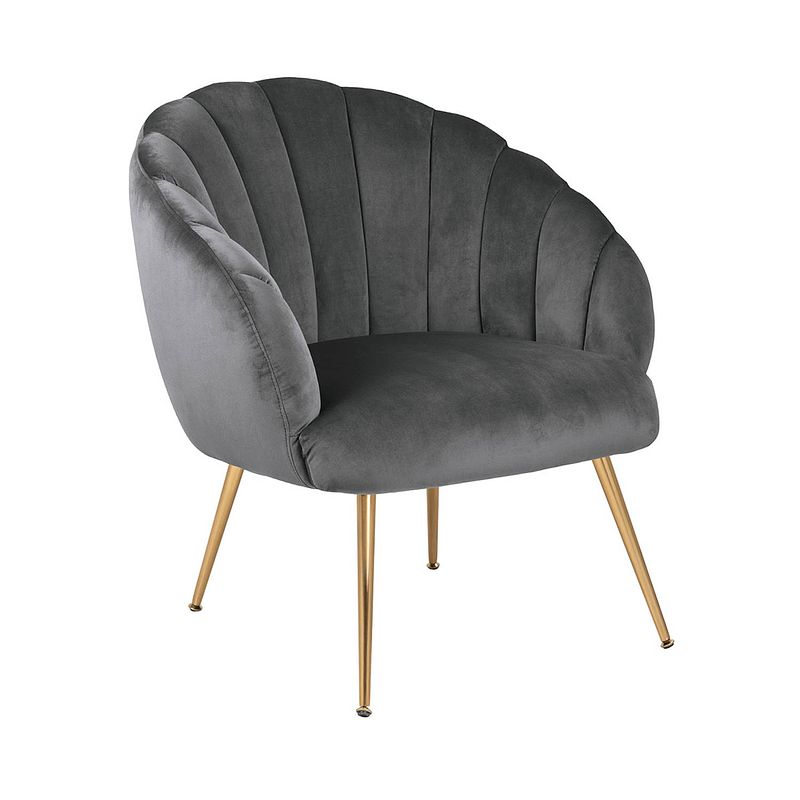 Foto van Dany fauteuil loungestoel donkergrijs, messingkleurig.