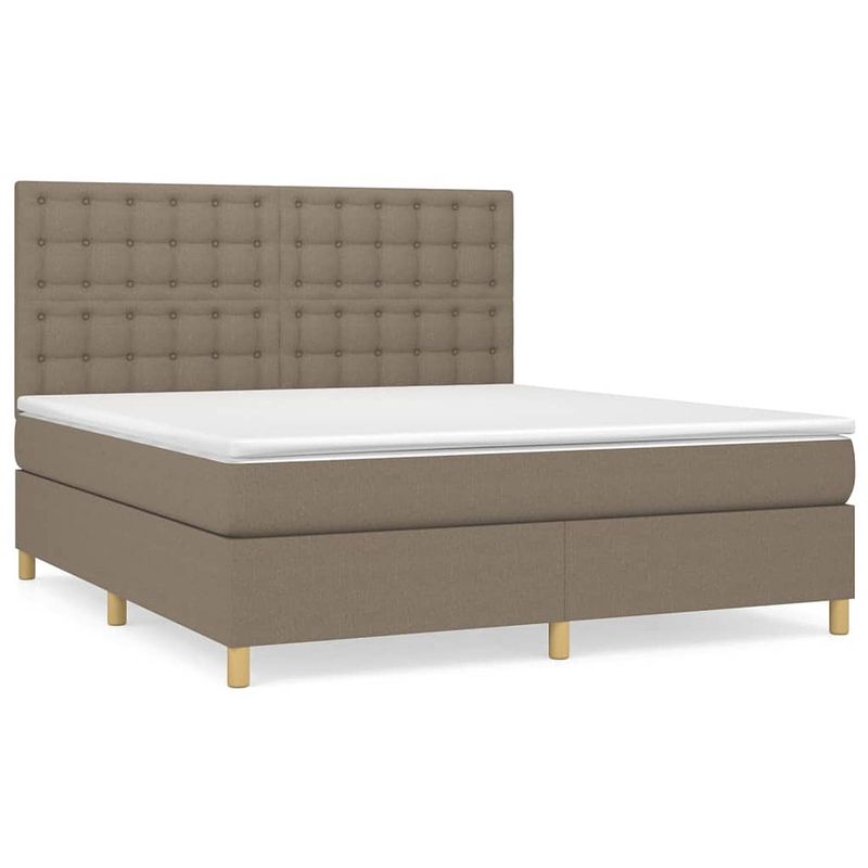 Foto van The living store - boxspringbed - 180 x 200 - taupe - pocketvering - middelharde ondersteuning