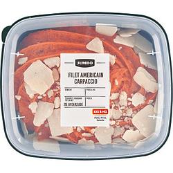 Foto van 2 voor € 4,50 | jumbo filet americain carpaccio 150g aanbieding bij jumbo