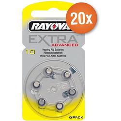 Foto van Voordeelpak rayovac gehoorapparaat batterijen - type 10 (geel) - 20 x 6 stuks