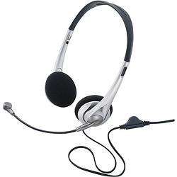 Foto van Renkforce on ear headset computer kabel stereo zwart, zilver volumeregeling