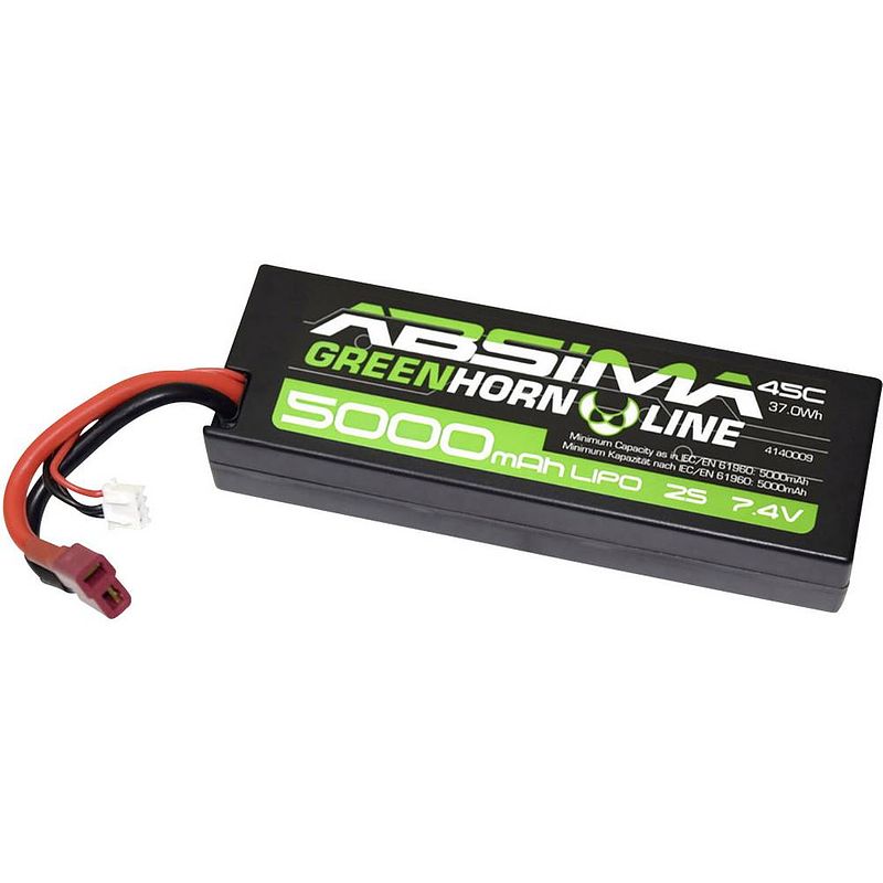 Foto van Absima lipo accupack 7.4 v 5000 mah aantal cellen: 2 50 c box hardcase t-stekkersysteem