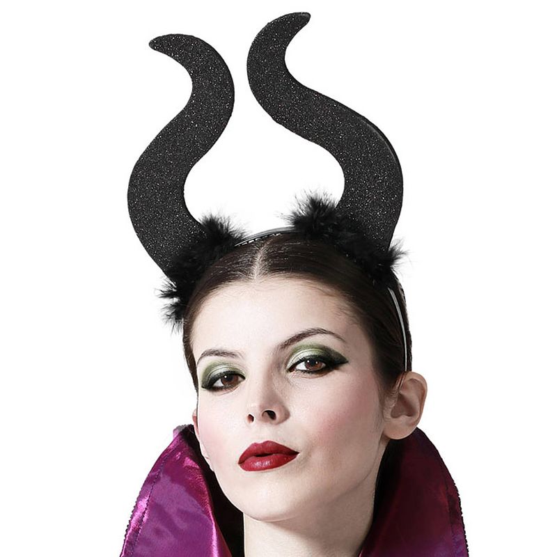 Foto van Halloween/horror verkleed diadeem/tiara - grote duivel hoornsa - kunststof - dames/meisjes - verkleedhoofddeksels