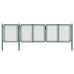 Foto van The living store tuinpoort - staal - 395 x 125 cm (b x h) - groen - inclusief slot en kruk