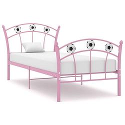 Foto van Vidaxl bedframe met voetbaldesign metaal roze 90x200 cm