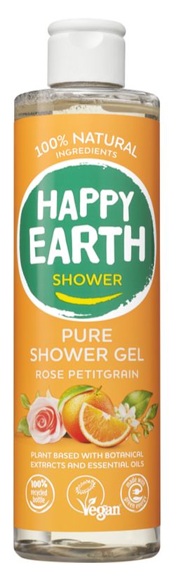 Foto van Happy earth pure shower gel rose petitgrain