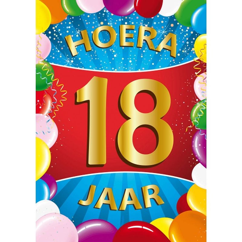 Foto van 2x stuks 18 jaar mega deurposter 59 x 84 cm leeftijd verjaardag feestartikelen - feestposters