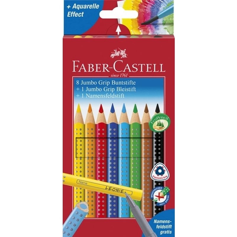 Foto van Kleurpotlood faber-castell jumbo grip promotieset 8 + 1 + 1