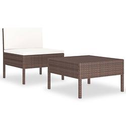 Foto van Vidaxl 2-delige loungeset met kussens poly rattan bruin