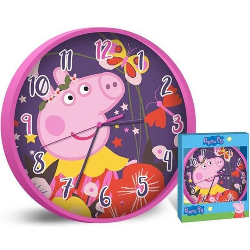 Foto van Nickelodeon wandklok peppa pig meisjes 25 cm roze/paars