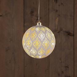 Foto van Anna'ss collection - b.o.t. glass ball baroque matt white 15 cm 12led warm white