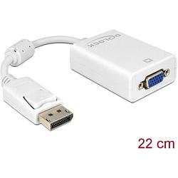 Foto van Delock 61766 displayport / vga adapter [1x displayport stekker - 1x vga-bus] wit met ferrietkern 12.00 cm