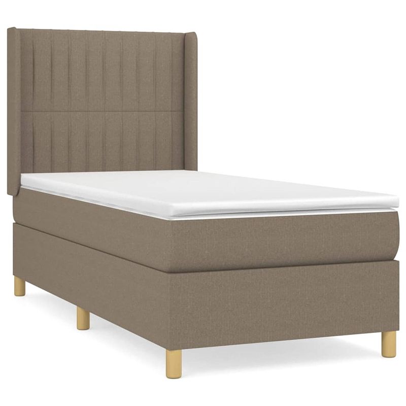 Foto van The living store boxspringbed - pocketvering - middelharde ondersteuning - 203 x 93 x 118/128 cm - taupe