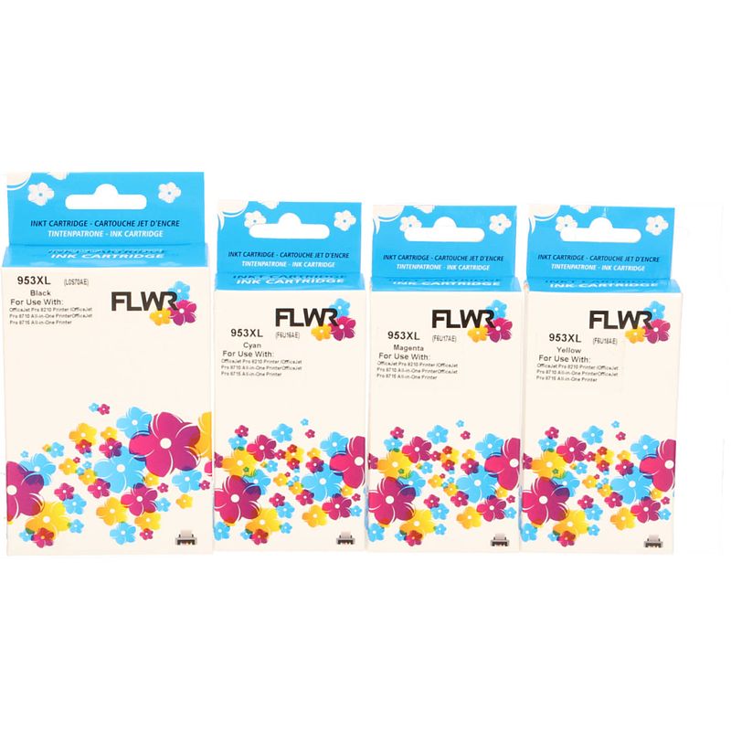 Foto van Flwr hp 953xl zwart en kleur cartridge