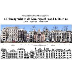 Foto van De herengracht en de keizersgracht rond 1768 en nu