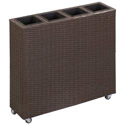 Foto van Vidaxl plantenbak verhoogd met 4 potten 80x22x79 cm poly rattan bruin