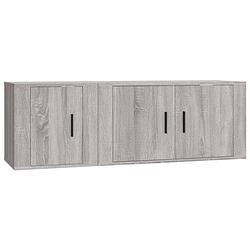 Foto van The living store televisiekastenset classico - tv-meubel 80x34.5x40cm - tv-meubel 40x34.5x40cm - grijs sonoma eiken