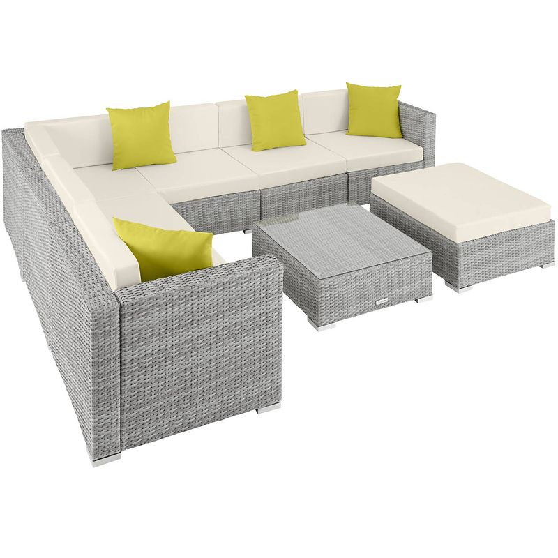 Foto van Tectake® - loungeset marbella- wicker tuinset-lichtgrijs - 403754