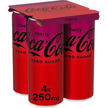 Foto van Cocacola zero sugar cherry 4 x 250ml bij jumbo